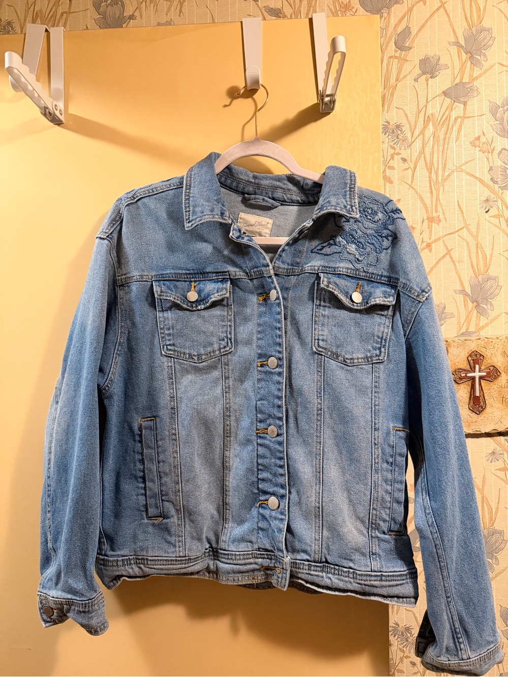 Universal Thread Light Blue Denim Jacket with Contrast Stitching
